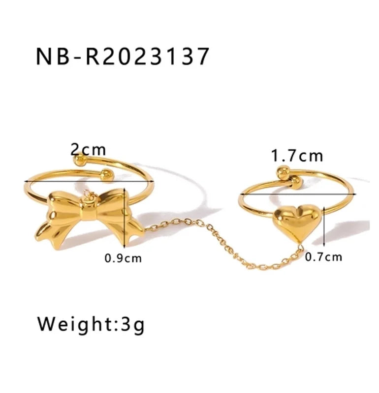 Heart & Bow Tassle Ring