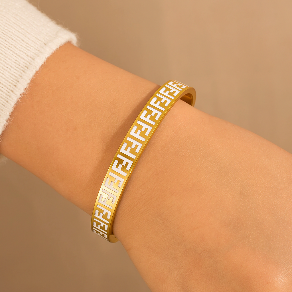 Gold Fendi Inspired Bracelet Bangle