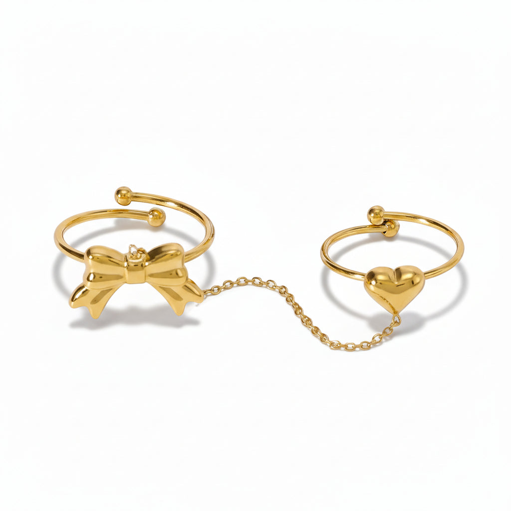 Heart & Bow Tassle Ring