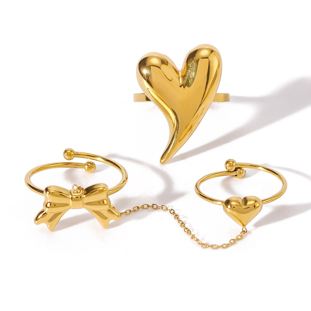 Heart & Bow Tassle Ring