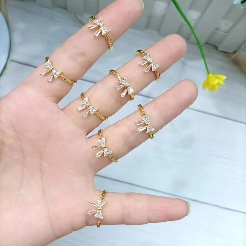 Golden Bow Zircon Ring