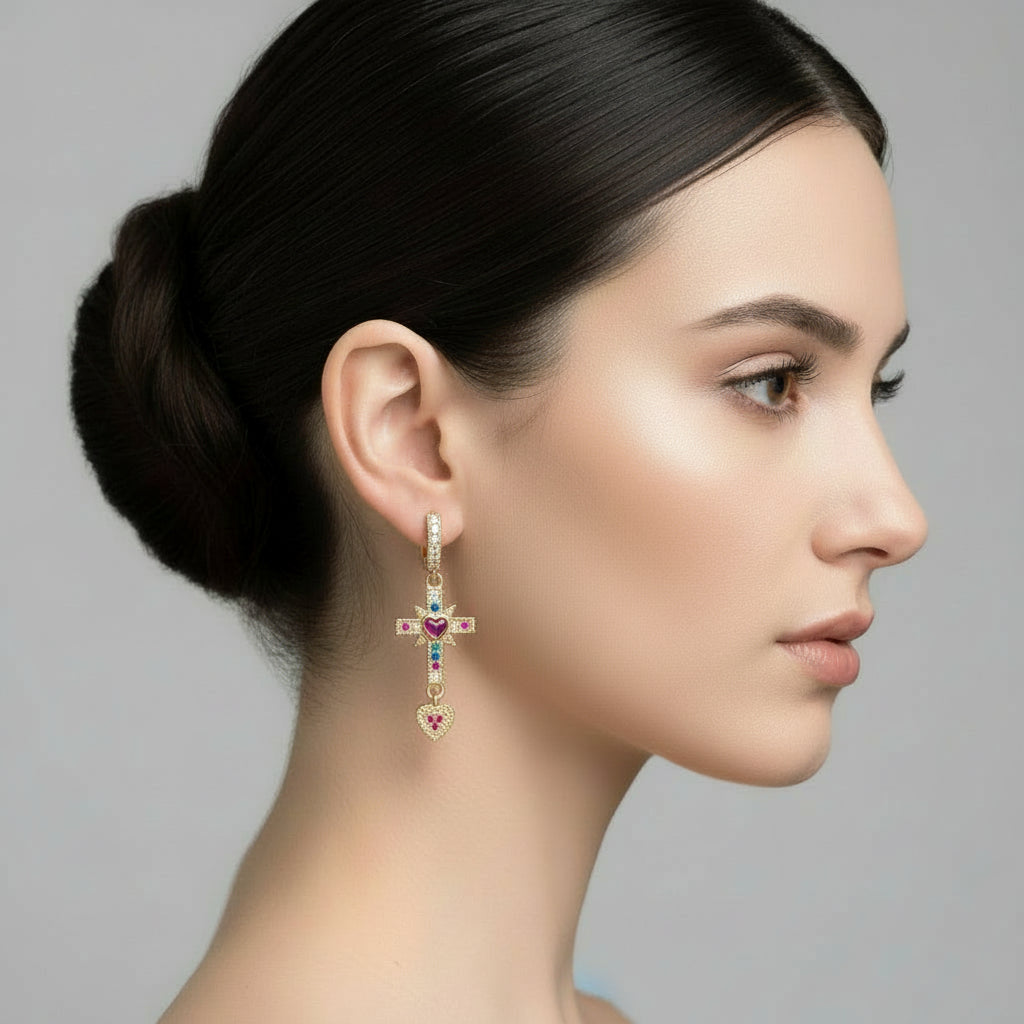 Color Pop Cross Earrings