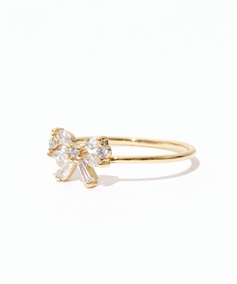 Golden Bow Zircon Ring